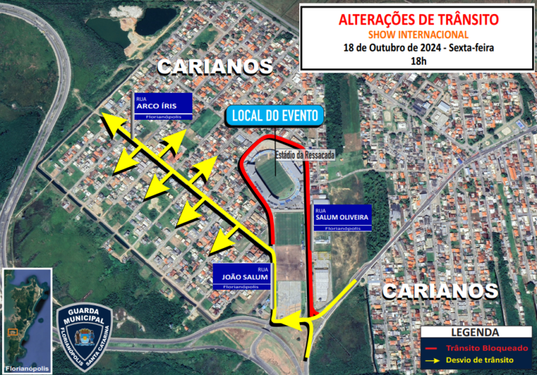Região do Sul da ilha terá alterações de trânsito para show internacional