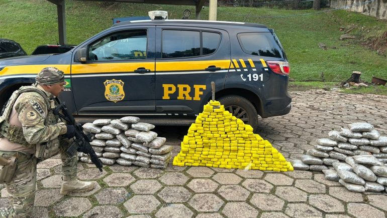 Perseguição na BR-282 termina com apreensão de quase 200 kg de drogas e prisão no Oeste de SC