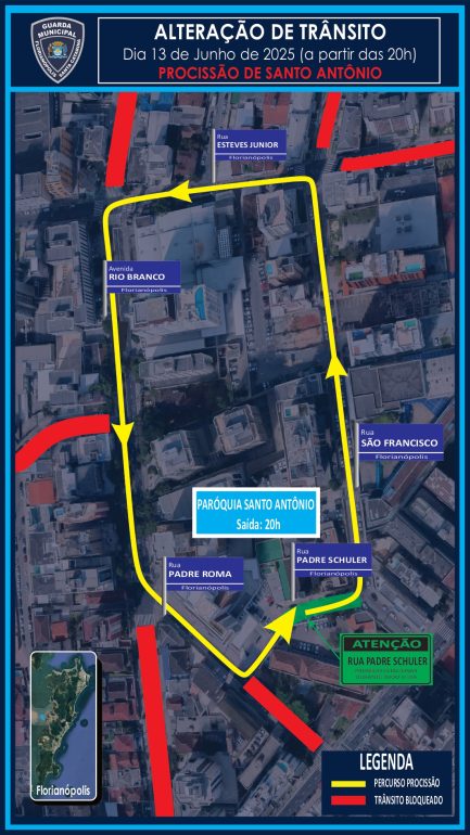 Procissões alteram o trânsito em Florianópolis nesta sexta; veja os mapas das interdições
