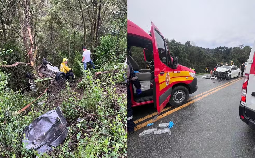Duas pessoas morrem e três ficam feridas em grave colisão na BR-282, na Serra Catarinense