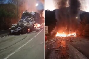 Grave acidente na BR-376 deixa uma vítima fatal e quatro feridos na manhã desta quarta-feira