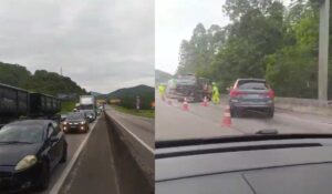 VÍDEO: Batida envolvendo 4 veículos na BR-101 Itajaí causa 40km de engarrafamento 