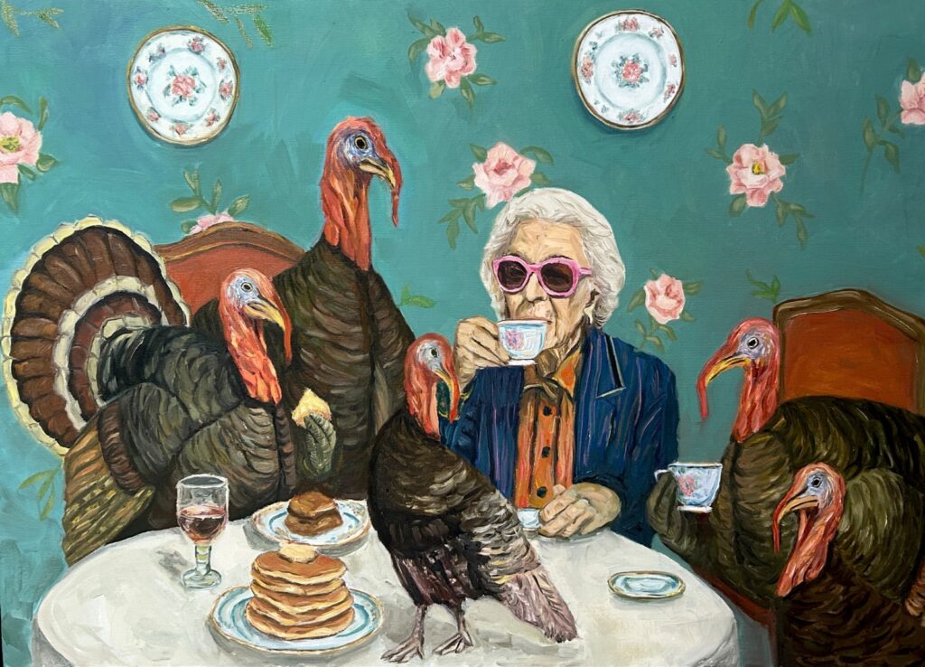 Café da Tarde com as Peruas. Obra de Karine Abbati.