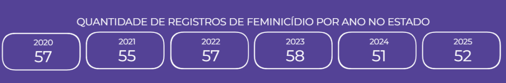 feminicidios em SC ao longo dos anos