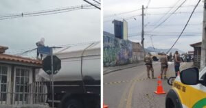 Homem morre ao tentar remover fios elétricos enroscados ao próprio caminhão em Florianópolis