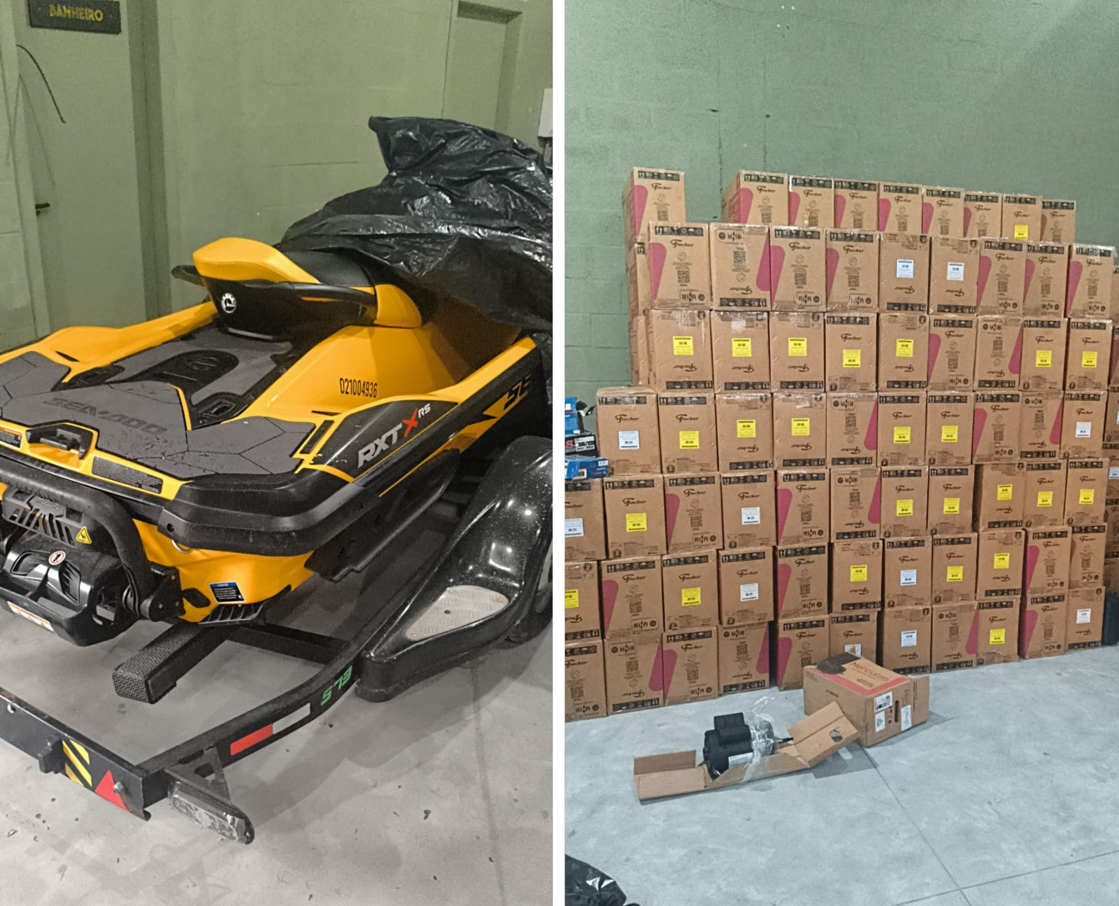Jet ski e R$ 400 mil em bens furtados são encontrados em galpão de Palhoça