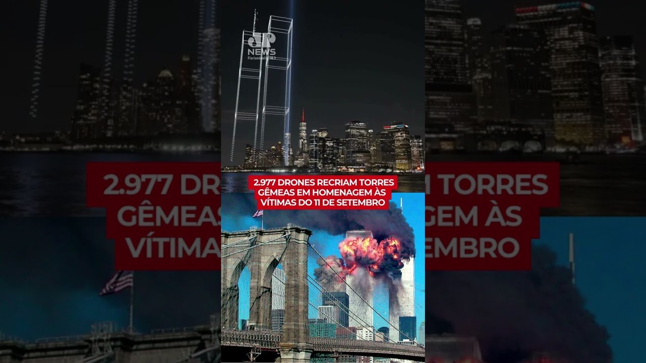 2.977 DRONES FORMAM TORRES GÊMEAS EM HOMENAGEM ÀS VÍTIMAS DO 11 DE SETEMBRO